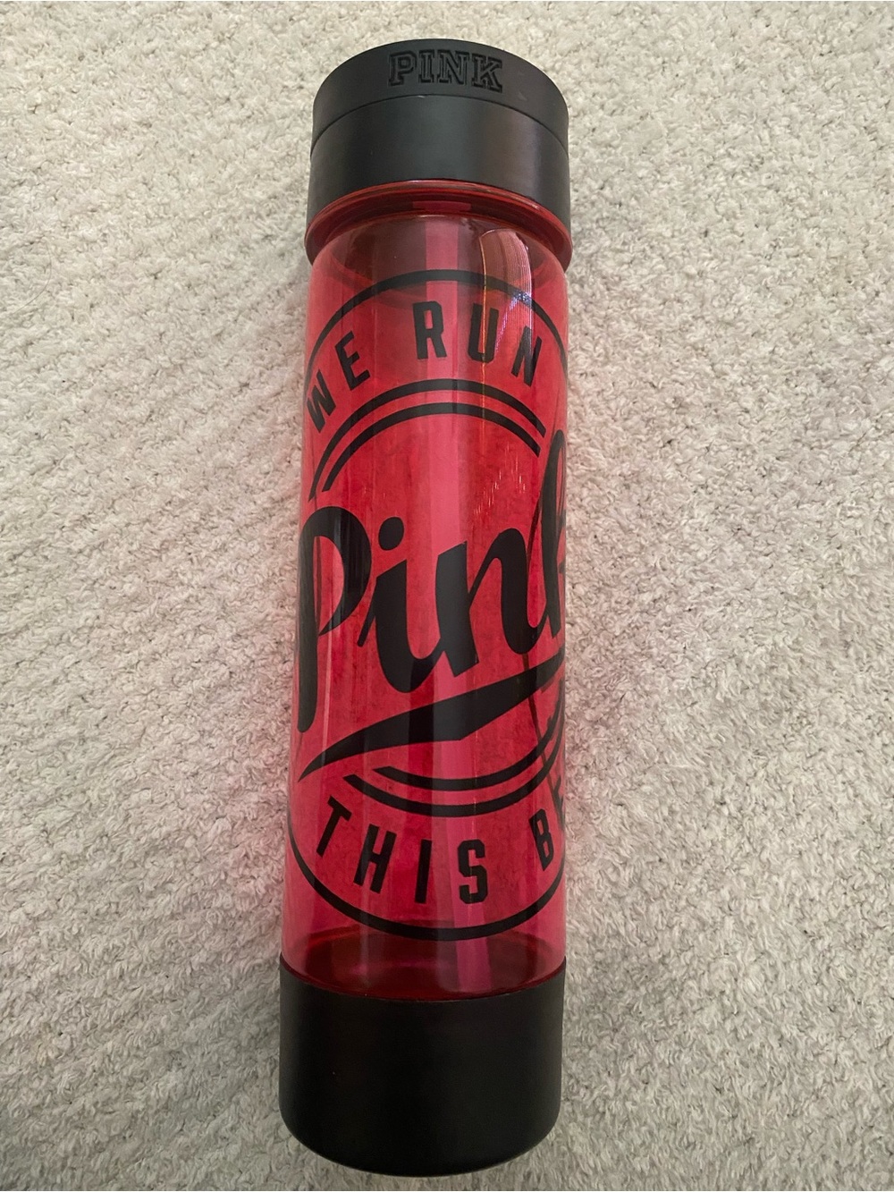PINK 2010s Victoria's Secret Water Bottle “We Run This Beach”